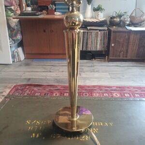 Vintage Brass Metal Art Deco Regency Revivial Electric Table Lamp - Works